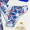 Bañador bikini push up con estampado tropical con kimono