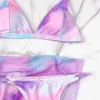 3 piezas Bañador bikini de tie dye con cover up