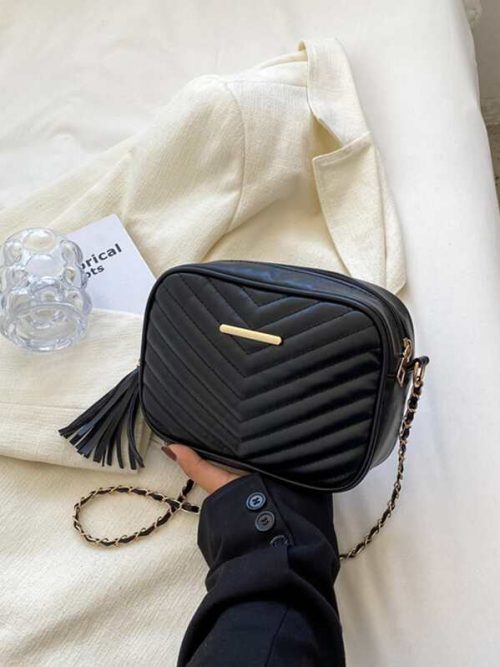 Bolso cuadrado mini con fleco