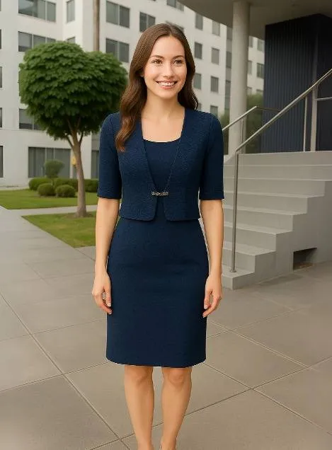 Conjunto de vestido + chaleco azul