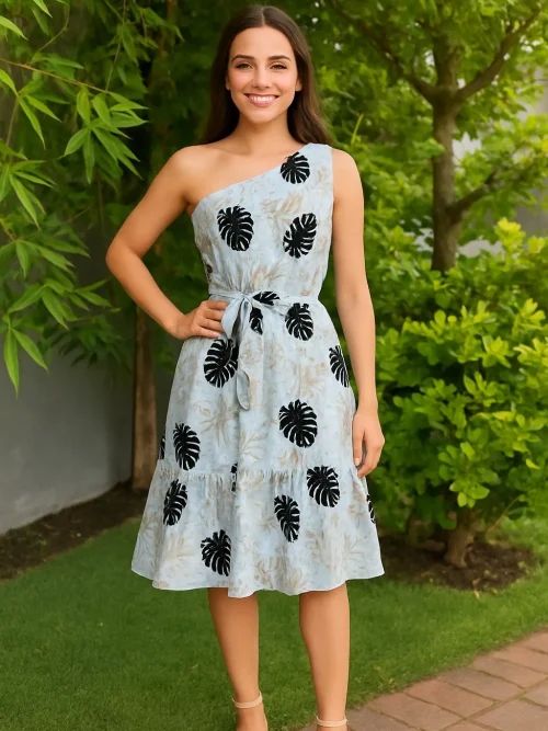 Vestido estampado de hoja