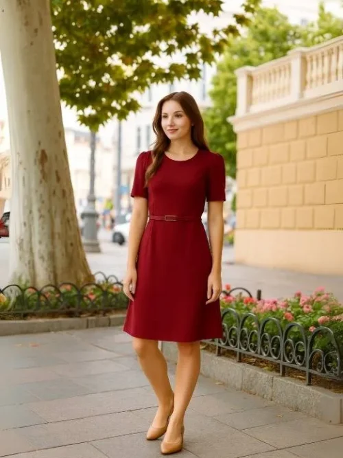 vestido con cinturon rojo