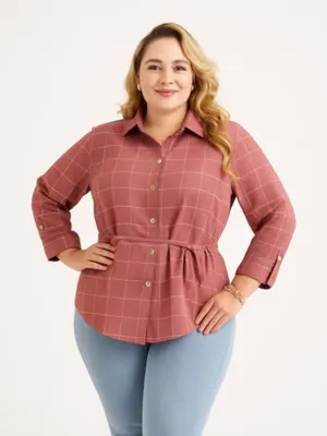 Blusa de cuadros rosa