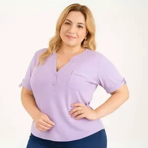 Blusa con lazo en mangas lila