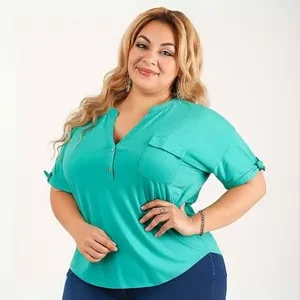 Blusa con lazo en mangas turqueza