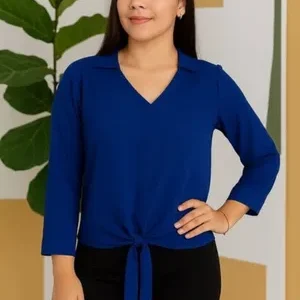 Blusa nudo delantero Azul