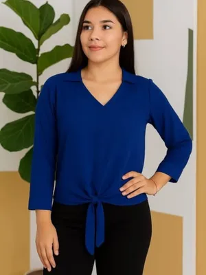 Blusa nudo delantero Azul
