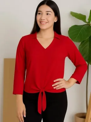 Blusa nudo delantero Roja