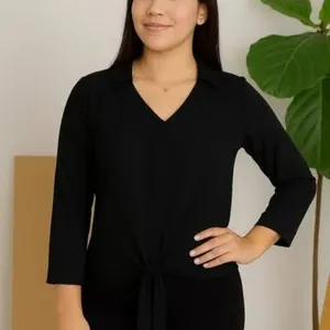 Blusa nudo delantero Negra