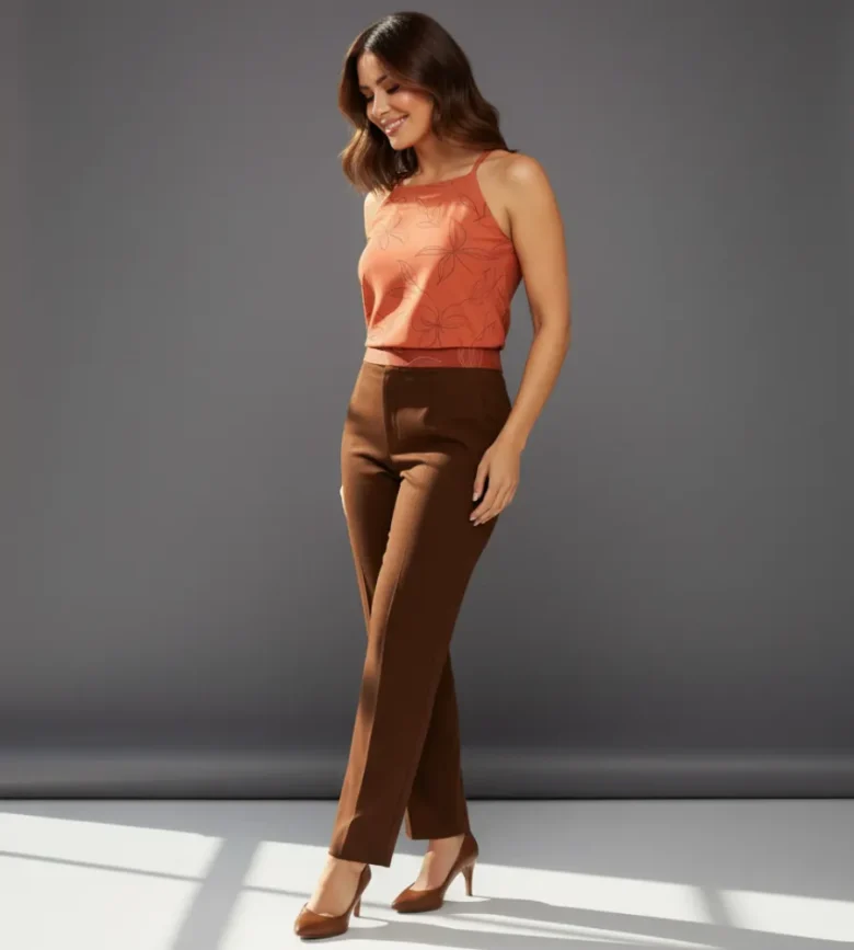 Top estampado terracota