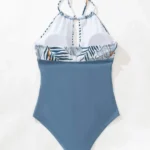 Bañador una pieza con estampado tropical fruncido halter