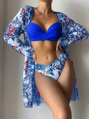 SKU0000069.webp Bañador bikini push up con estampado tropical con kimono