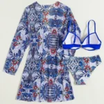 Bañador bikini push up con estampado tropical con kimono