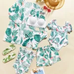 SKU0000088_1.webp Conjunto de bikini con estampado tropical, sujetador push up, braguita de bikini hipster y traje de baño de 3 piezas tipo kimono