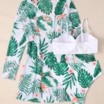 SKU0000088_3.webp Conjunto de bikini con estampado tropical, sujetador push up, braguita de bikini hipster y traje de baño de 3 piezas tipo kimono