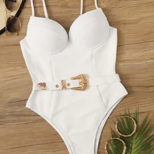 Traje de baño una pieza con aro con textura