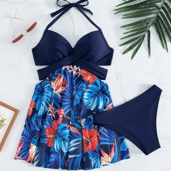 Conjunto tankini estampado tropical