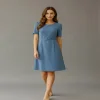 vestido con cinturon celeste