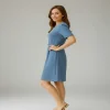 vestido con cinturon celeste