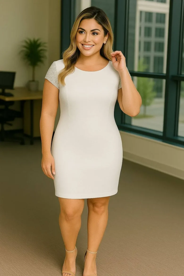 vestido mangas lentejuelas blanca