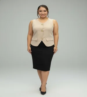 Blusa Elegante Vertice Beige