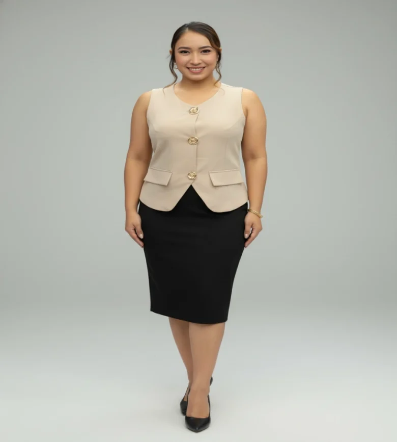 Blusa Elegante Vertice Beige