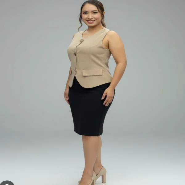 Blusa Elegante Vertice Beige Oscuro