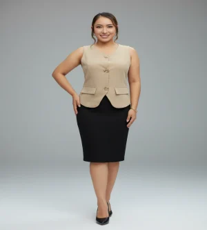 Blusa Elegante Vertice Beige Oscuro