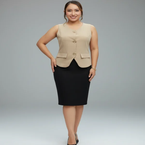 Blusa Elegante Vertice Beige Oscuro