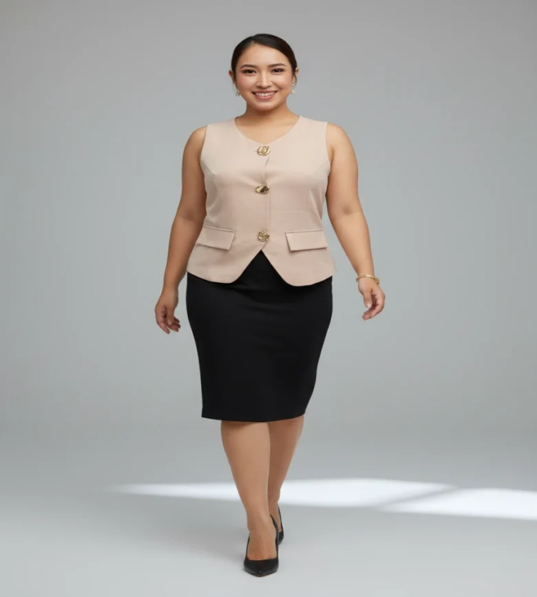 Blusa Elegante Vertice Beige