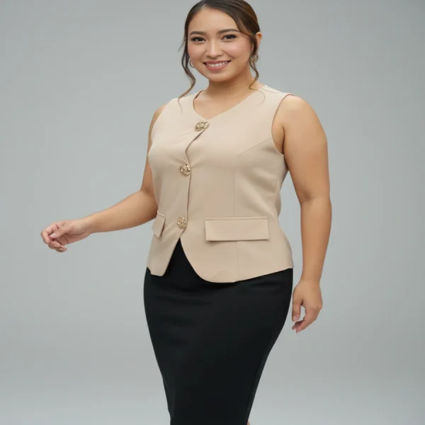 Blusa Elegante Vertice Beige