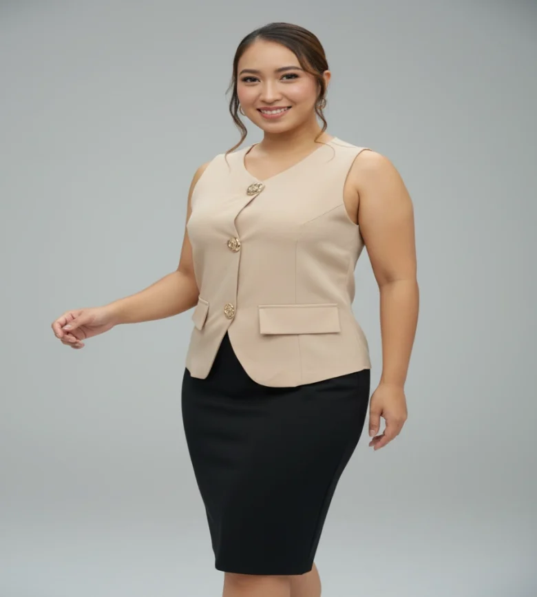 Blusa Elegante Vertice Beige