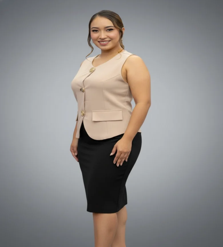 Blusa Elegante Vertice Beige