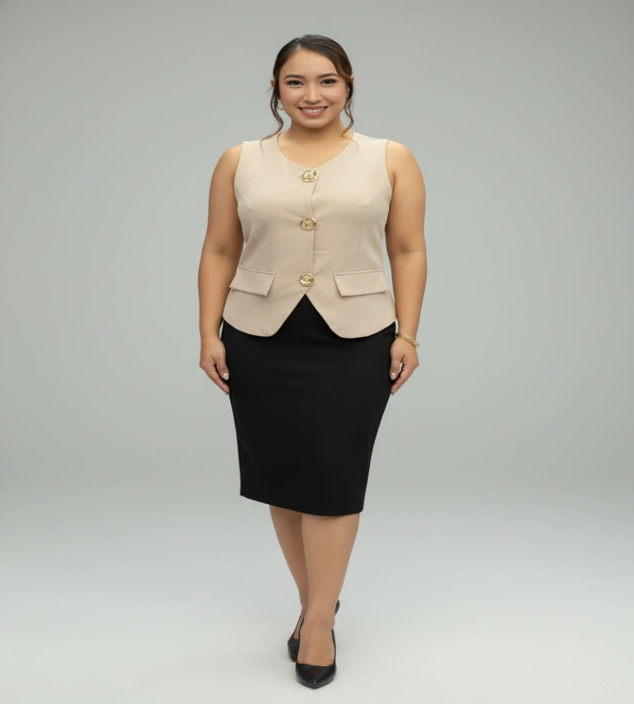 Blusa Elegante Vertice Beige